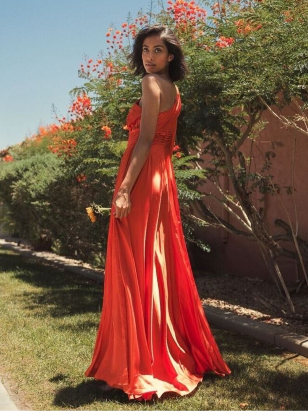 Mac Duggal by Ieena One-Shoulder Gown With Bishop Sleeve - Picture 2 of 14